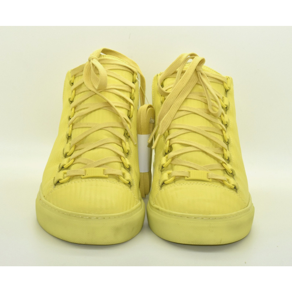 F5 Auth BALENCIAGA Arena Yellow Leather Hi Top Trainer Shoes 412381 Size 40 US 7 - Picture 4 of 9